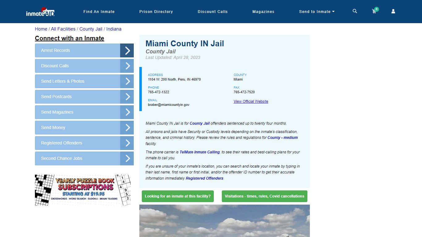 Miami County IN Jail - Inmate Locator - Peru, IN